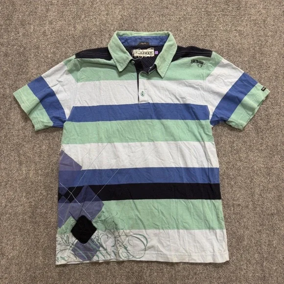 VTG Billabong Striped Collared Dress Shirt Mens L Multi-color Y2K Grunge Surfer - Picture 2 of 6